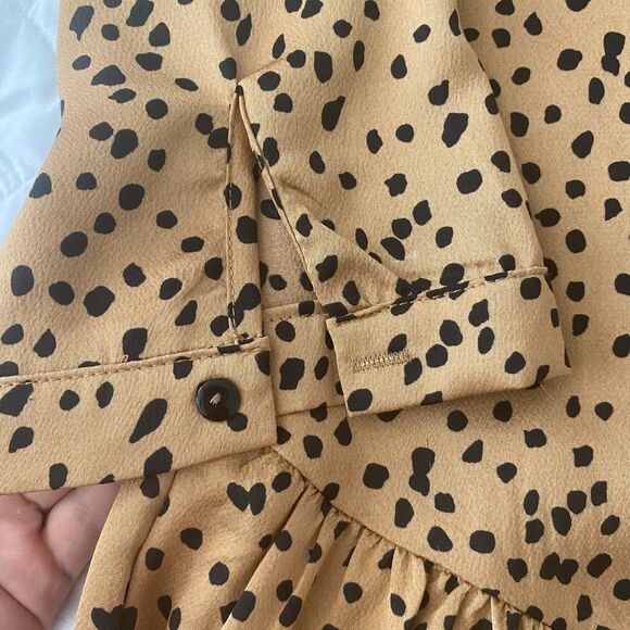 NWT Satin Ruffle Dress Size S Dots Cheetah - Picture 7 of 8